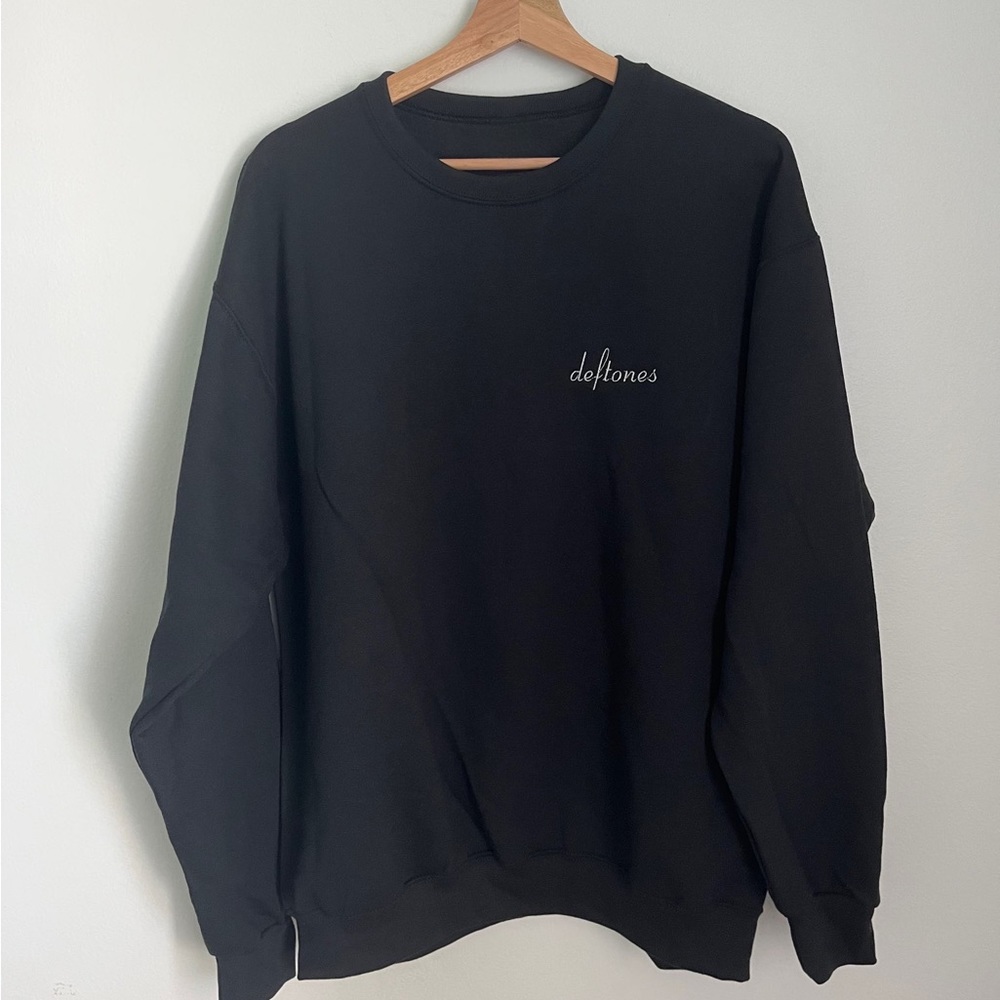 Black Deftones Grunge Alt Rock Band Music Y2K Embroidery Crewneck Sweatshirt